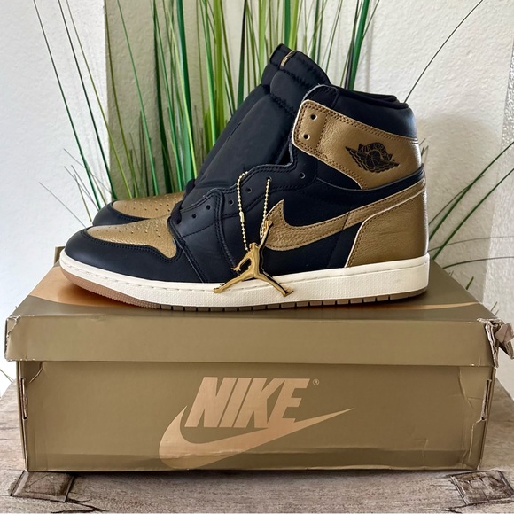 Jordan Other - Air Jordan Retro 1 Black Metallic Gold Sneakers
